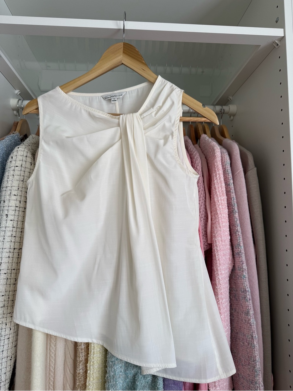Ivory Sleeveless Twist-Neck Camisole